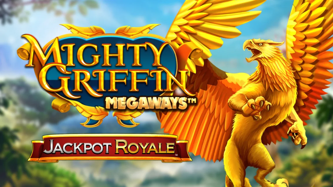The promotional header for Mighty Griffin Megaways Jackpot Royale, an online slot game on Betty.ca.
