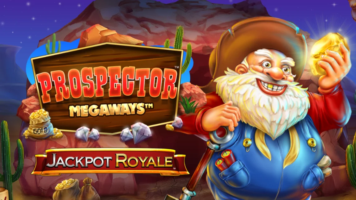 The promotional header for Prospector Megaways Jackpot Royale, an online slot game on Betty.ca.