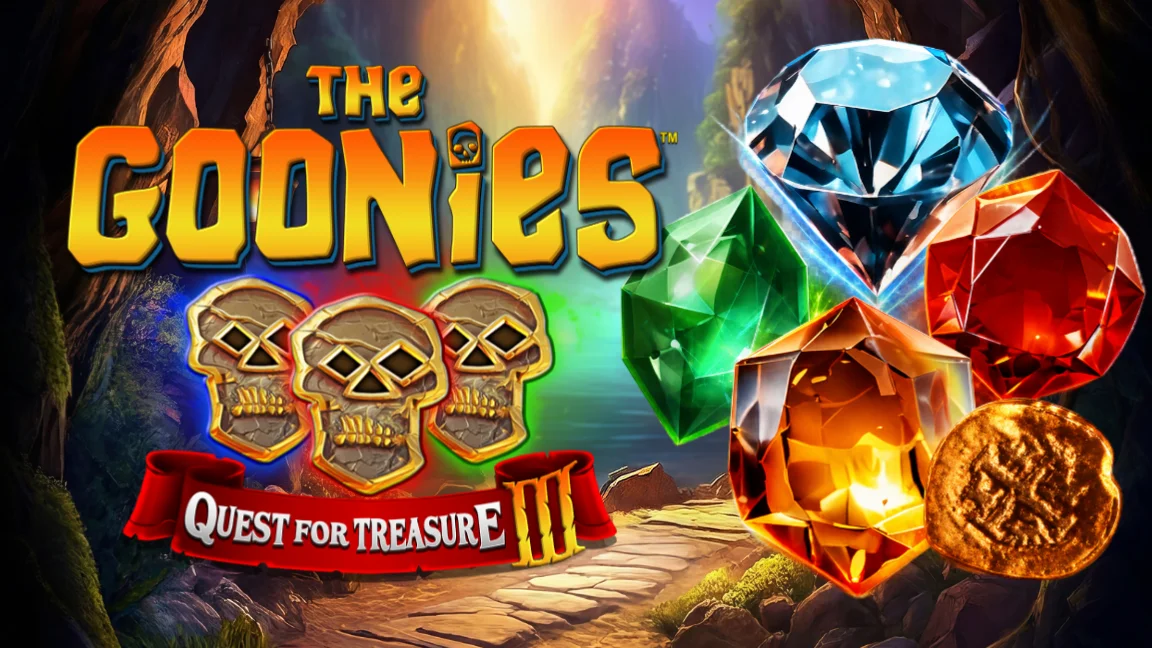 The promotional header for The Goonies Quest for Treasure 3, an online slot game on Betty.ca.