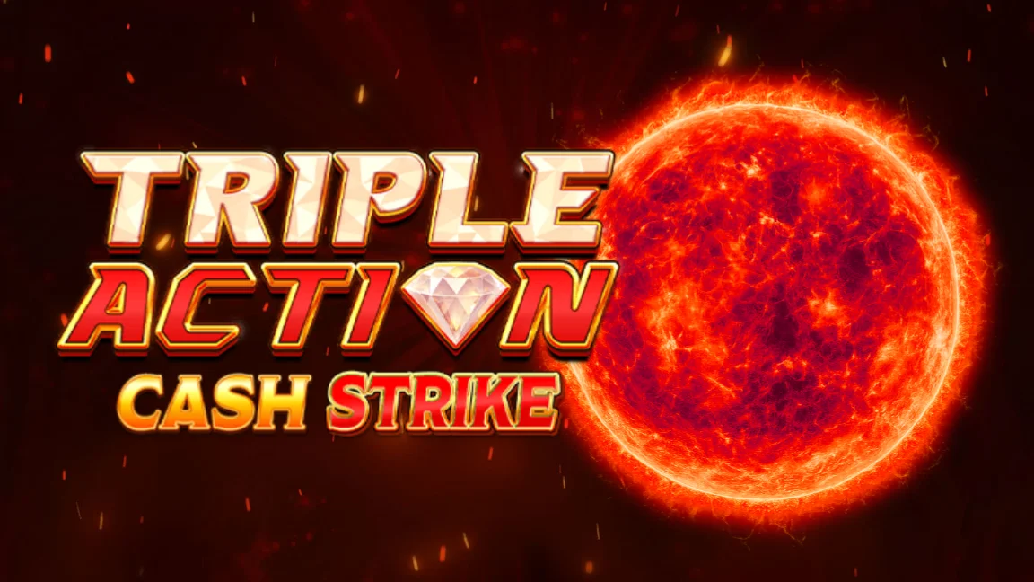 The promotional header for Triple Action Cash Strike, an online slot game on Betty.ca.