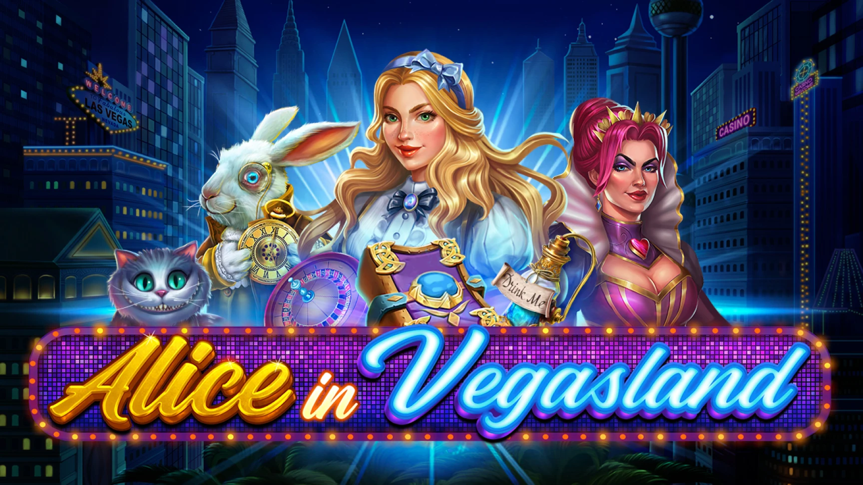 The promotional header for Alice in Vegasland, an online slot game on Betty.ca.