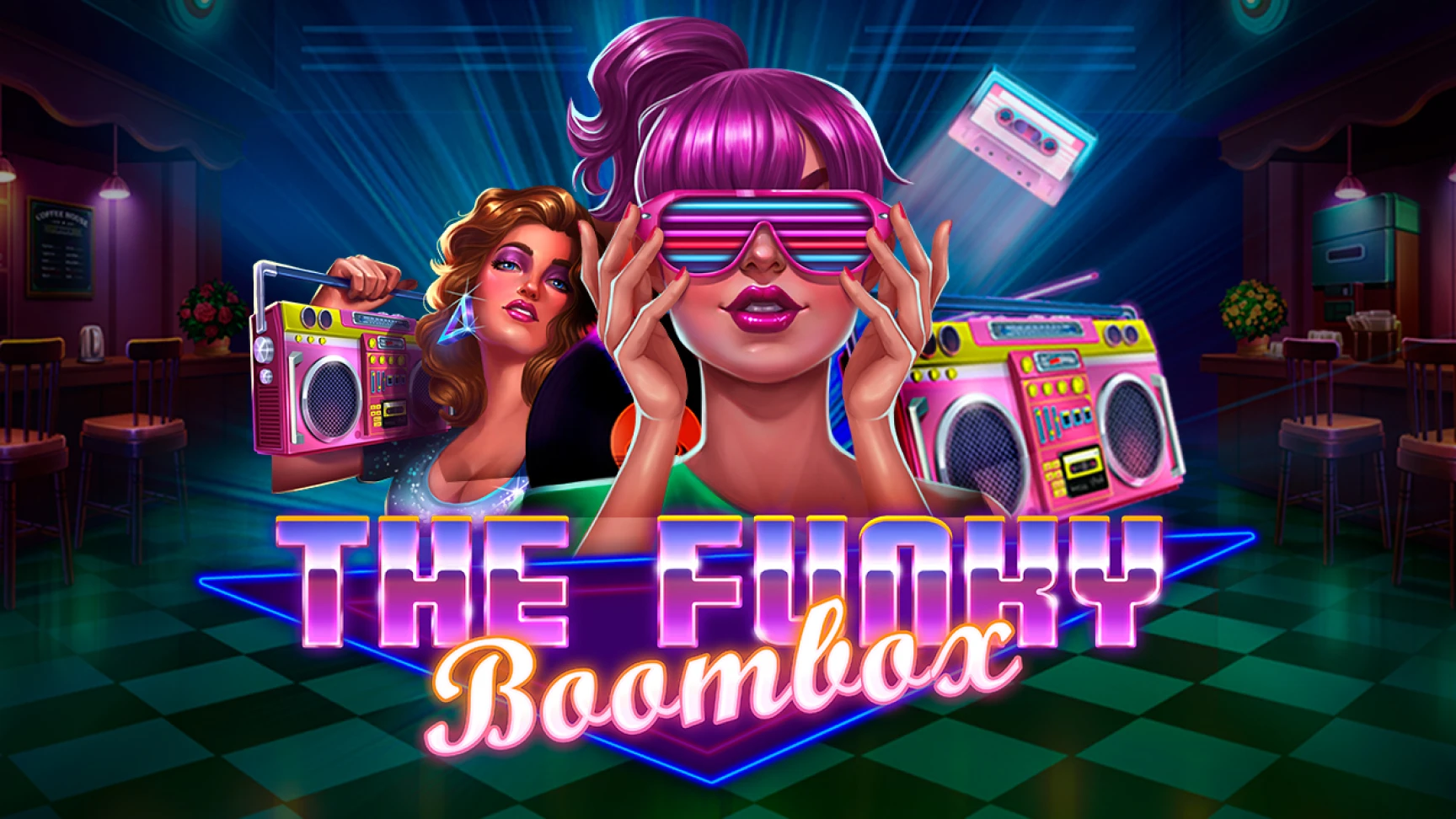 The promotional header for The Funky Boombox, an online slot game on Betty.ca.