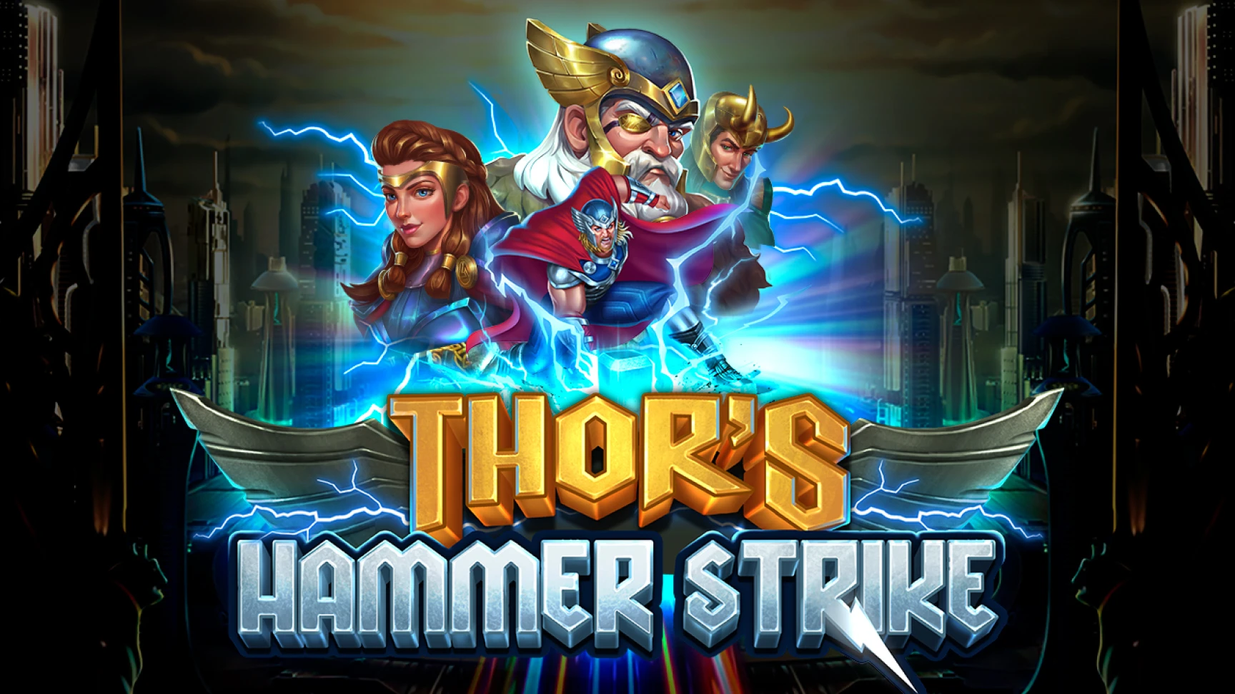 The promotional header for Thor’s Hammer Strike, an online slot game on Betty.ca.