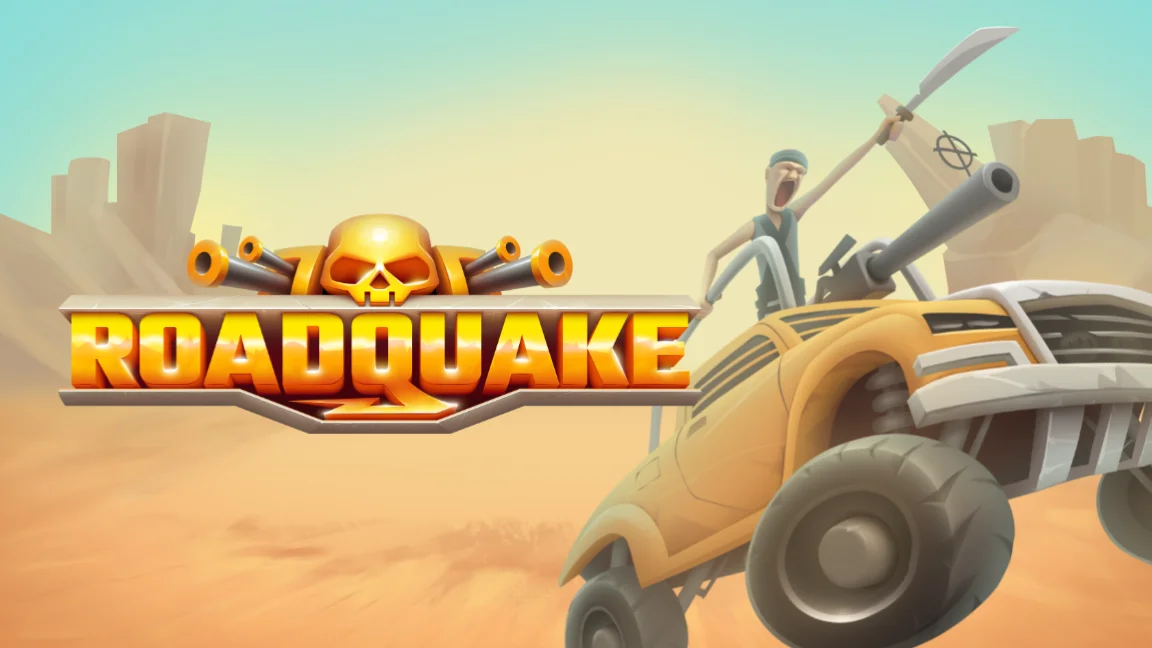 The promotional header for Roadquake, an online slot game on Betty.ca.