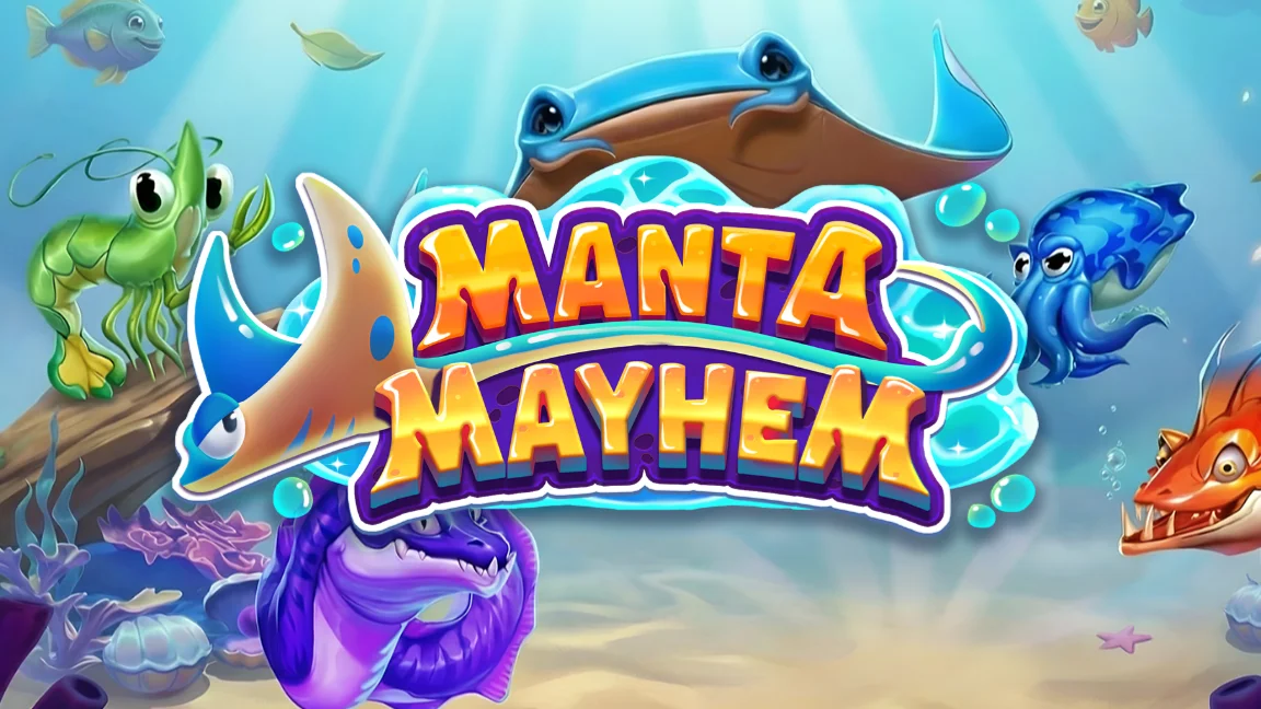The promotional header for Manta Mayhem, an online slot game on Betty.ca.