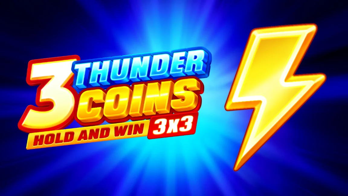 The promotional header for 3 Thunder Coins: Hold and Win, an online slot game on Betty.ca.