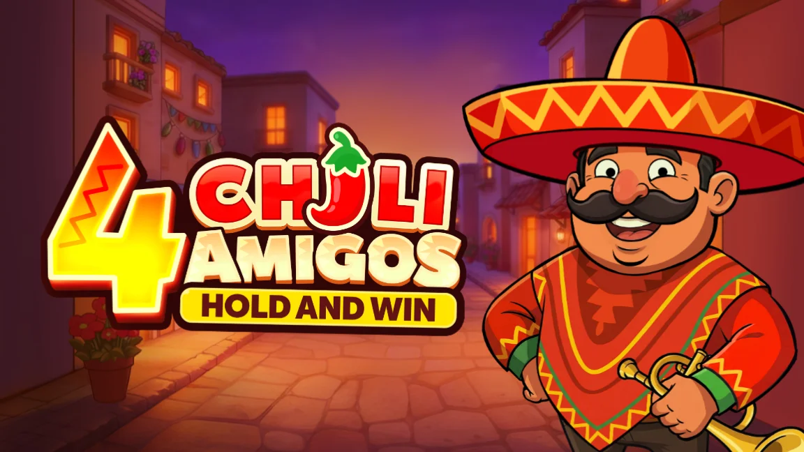 The promotional header for 4 Chili Amigos: Hold and Win, an online slot game on Betty.ca.
