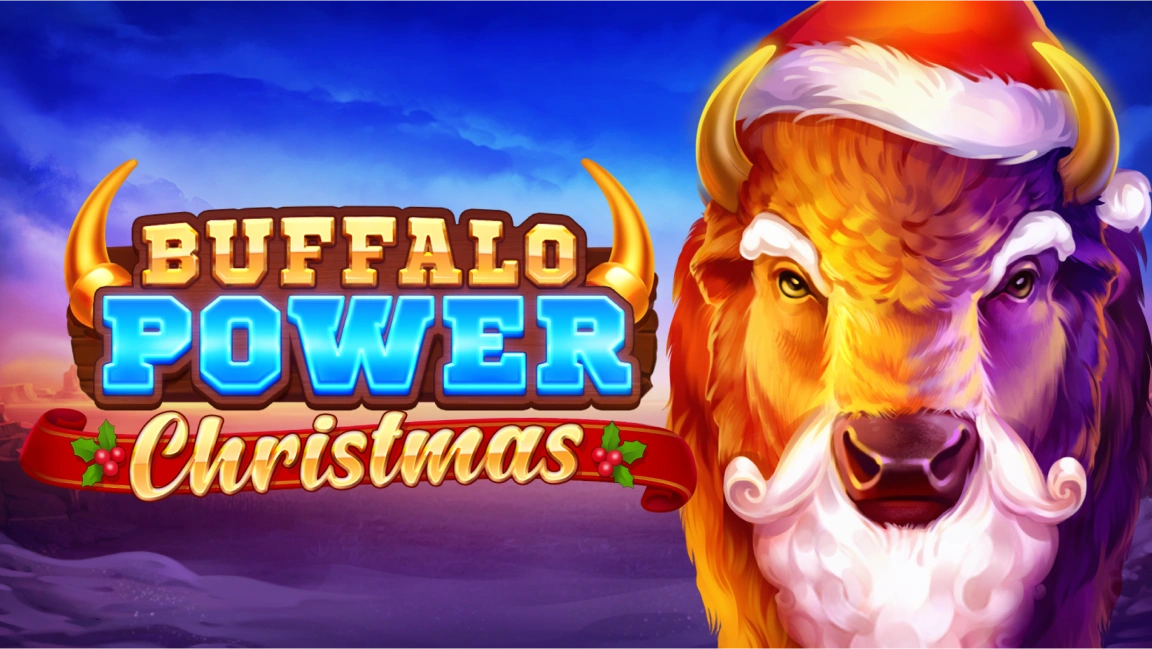 The promotional header for Buffalo Power: Christmas, an online slot game on Betty.ca.