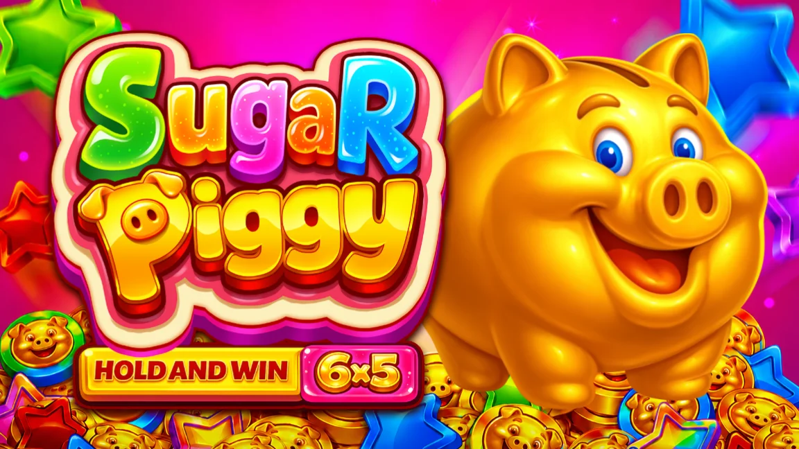 The promotional header for Sugar Piggy: Hold and Win, an online slot game on Betty.ca.