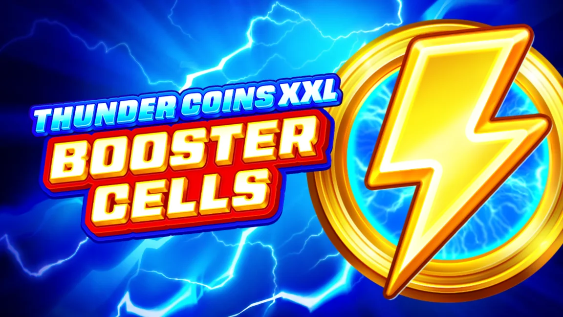 The promotional header for Thunder Coins XXL: BoosterCells, an online slot game on Betty.ca.
