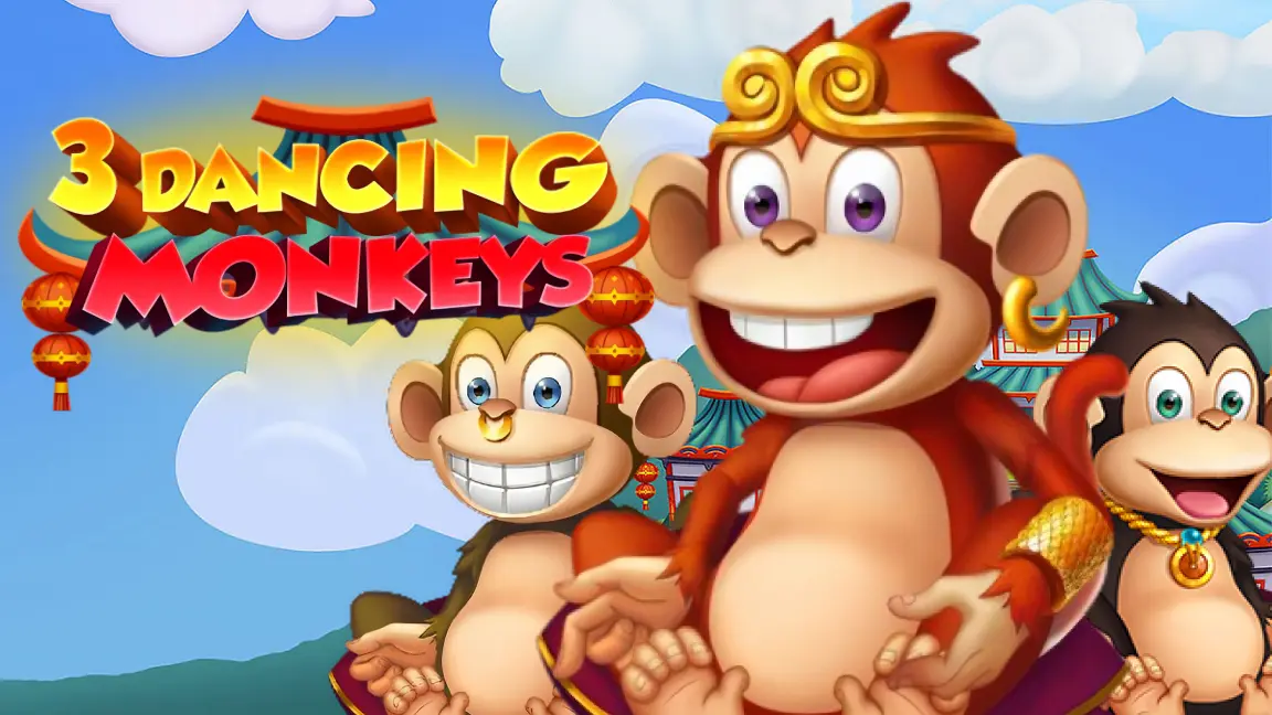 The promotional header for 3 Dancing Monkeys, an online slot game on Betty.ca.