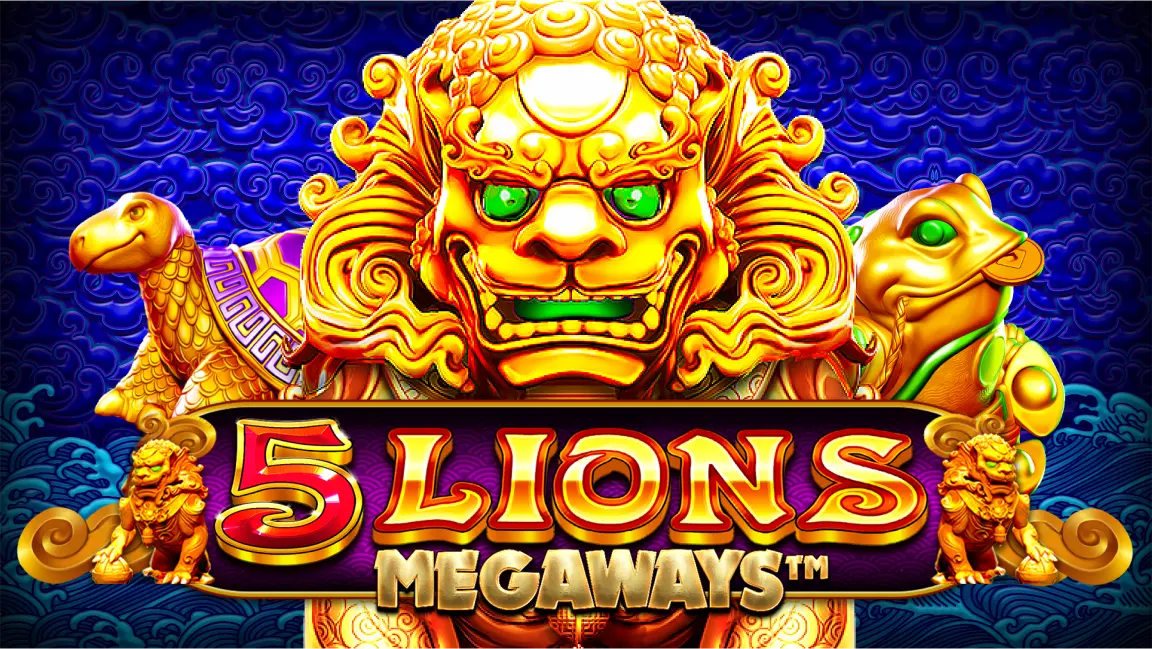 The promotional header for 5 Lions Megaways, an online slot game on Betty.ca.