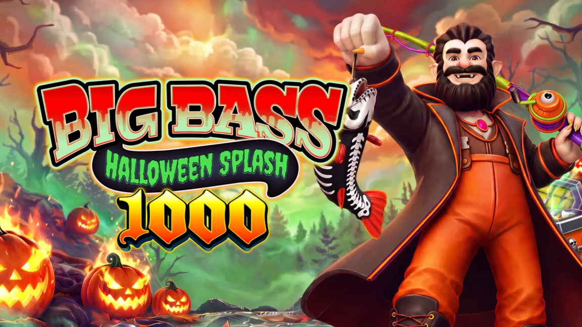 The promotional header for Big Bass Halloween Splash 1000, an online slot game on Betty.ca.