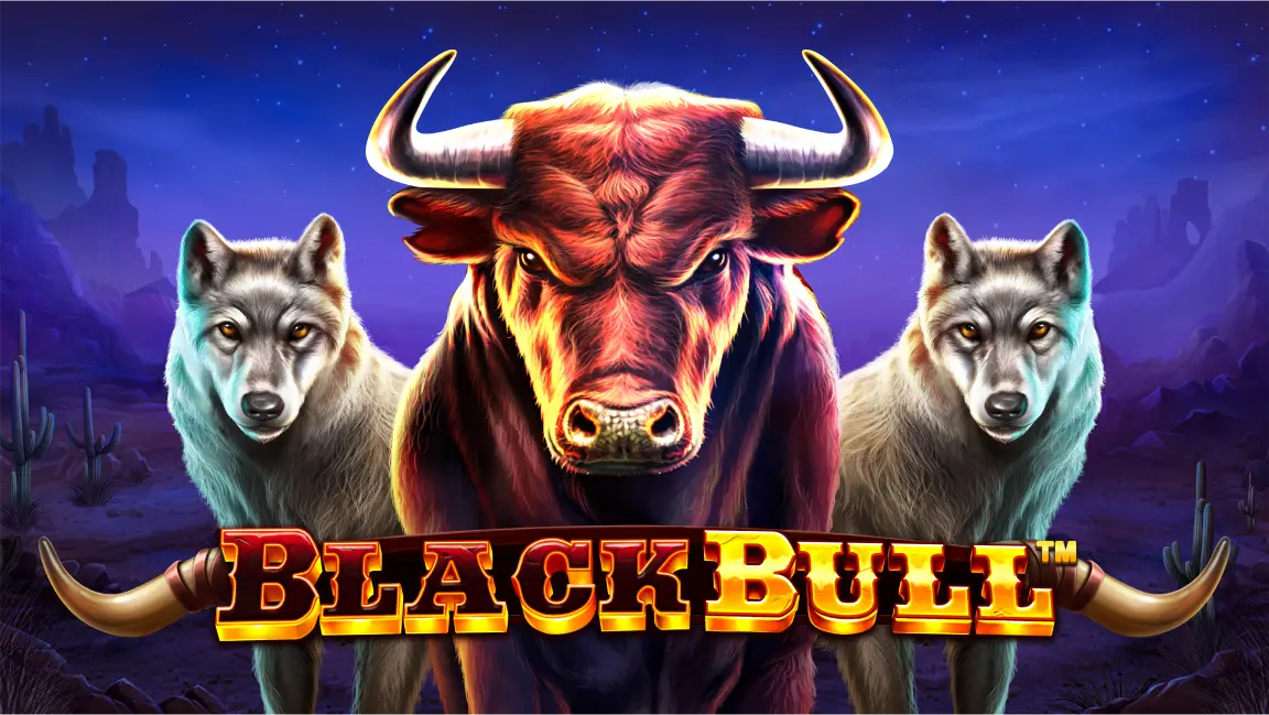 The promotional header for Black Bull, an online slot game on Betty.ca.