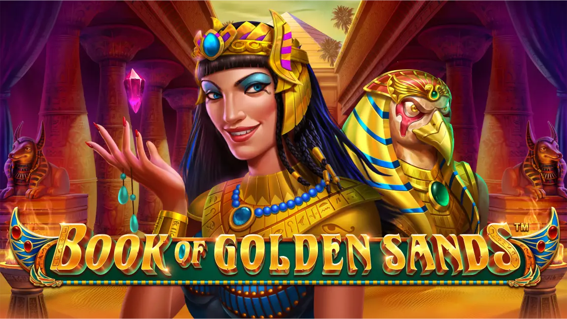 The promotional header for Book of Golden Sands, an online slot game on Betty.ca.