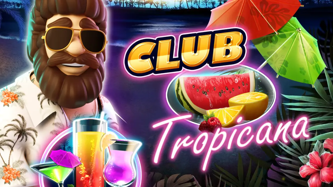 The promotional header for Club Tropicana, an online slot game on Betty.ca.