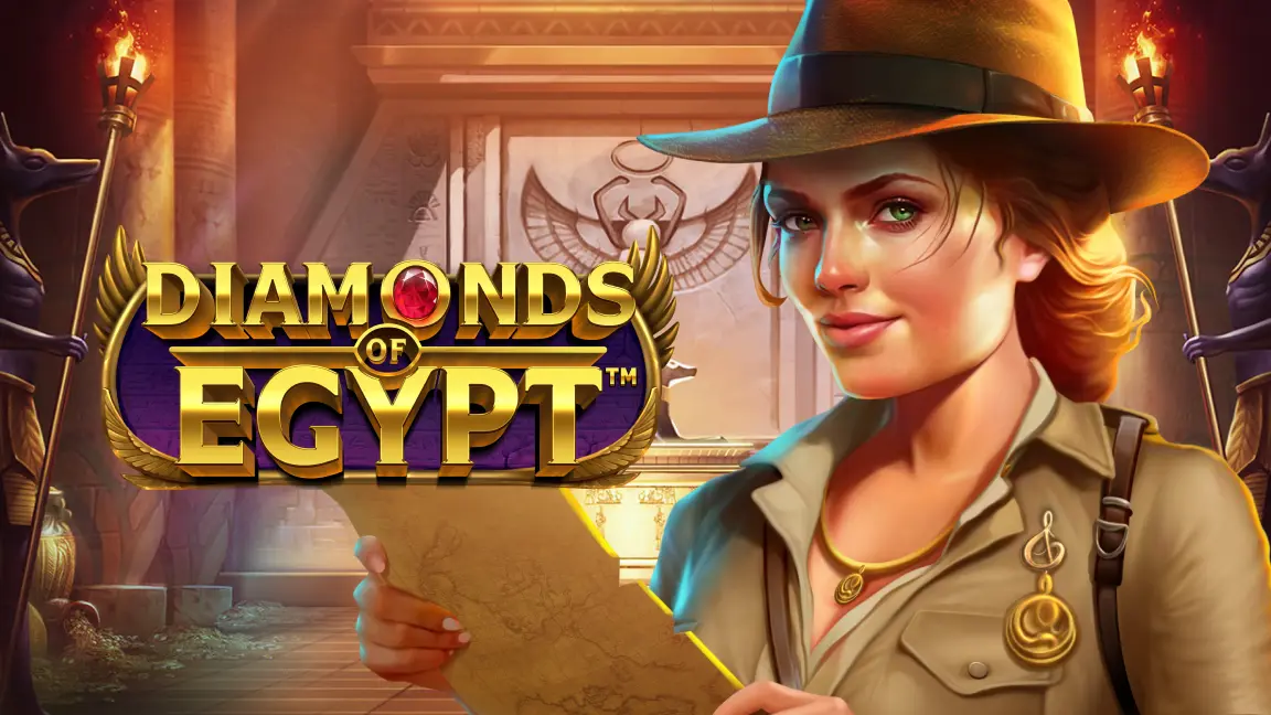 The promotional header for Diamonds of Egypt, an online slot game on Betty.ca.