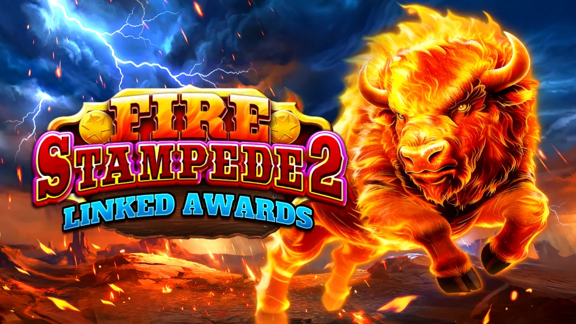 The promotional header for Fire Stampede 2, an online slot game on Betty.ca.