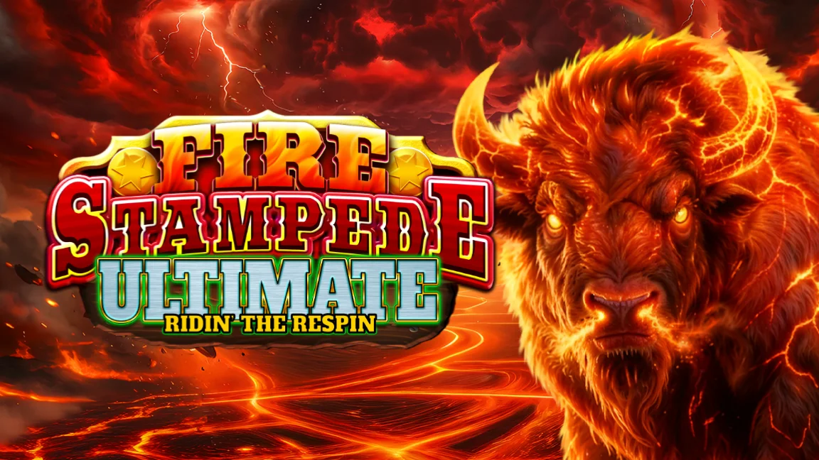 The promotional header for Fire Stampede Ultimate, an online slot game on Betty.ca.