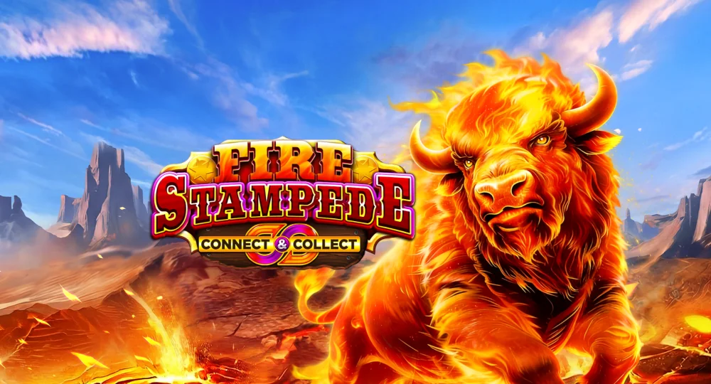 The promotional header for Fire Stampede, an online slot game on Betty.ca.