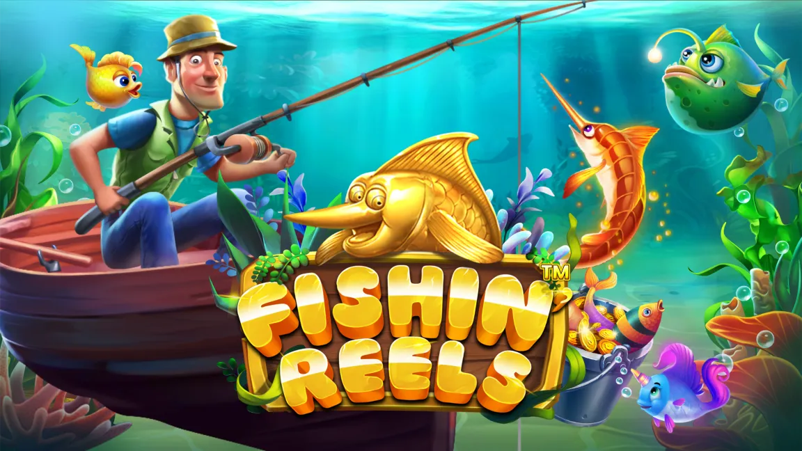 The promotional header for Fishin' Reels, an online slot game on Betty.ca.