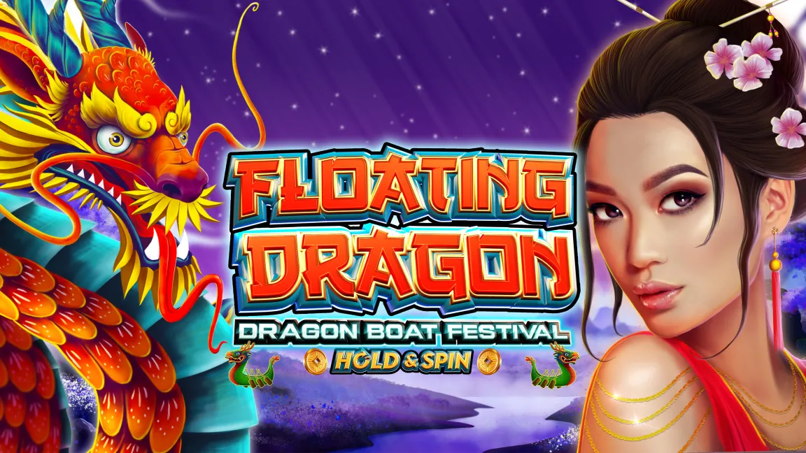 The promotional header for Floating Dragon - Dragon Boat Festival, an online slot game on Betty.ca.