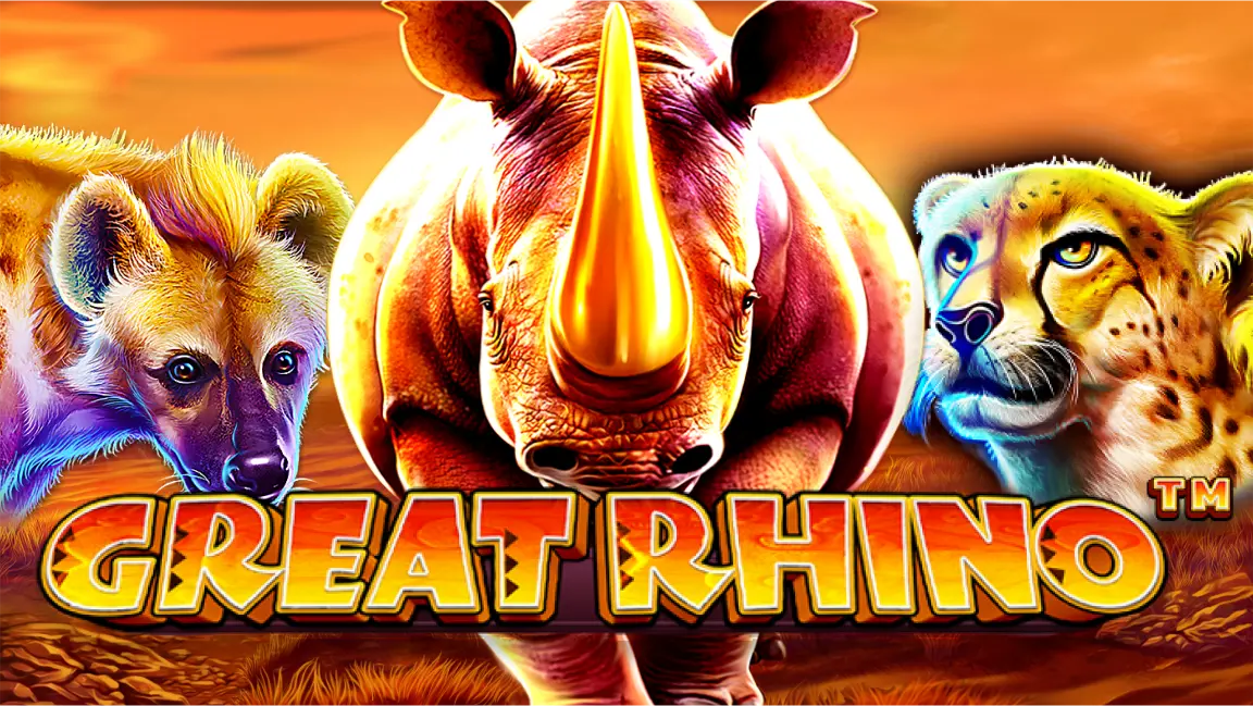 The promotional header for Great Rhino, an online slot game on Betty.ca.