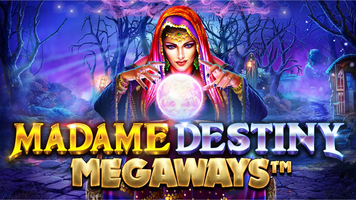 The promotional header for Madame Destiny Megaways, an online slot game on Betty.ca.