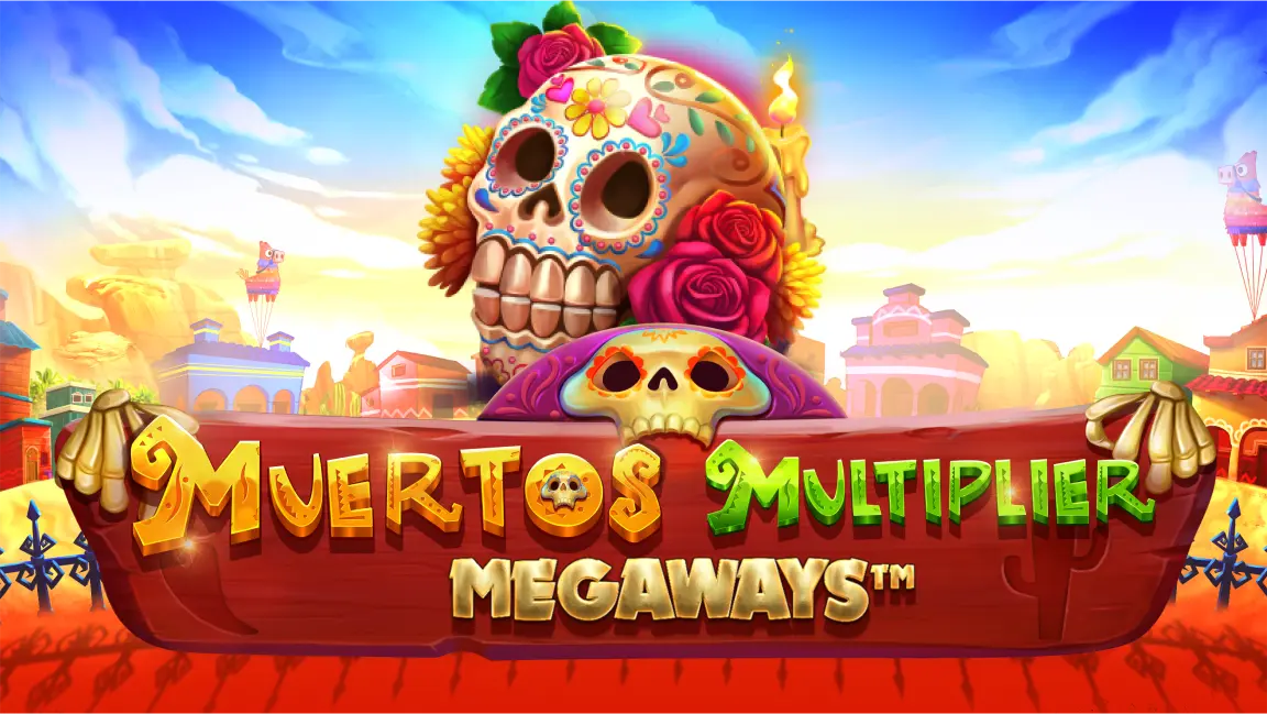 The promotional header for Muertos Multiplier Megaways, an online slot game on Betty.ca.