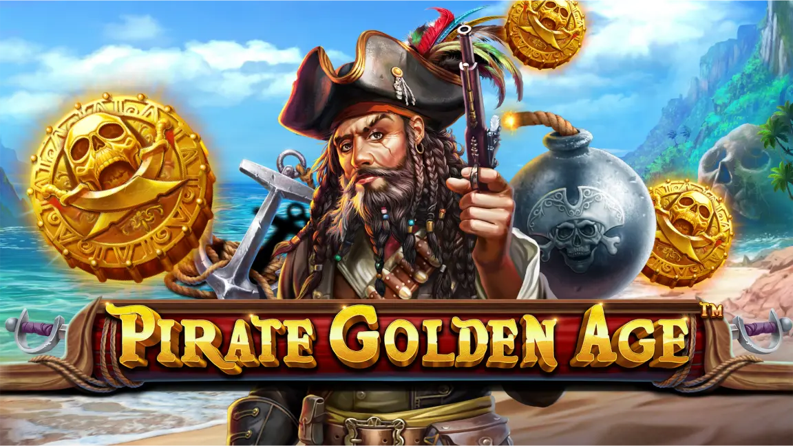 The promotional header for Pirate Golden Age, an online slot game on Betty.ca.