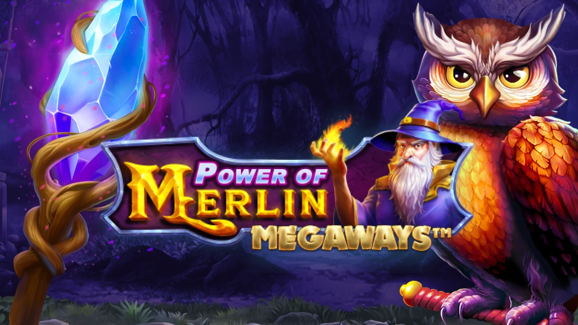 The promotional header for Power of Merlin Megaways, an online slot game on Betty.ca.
