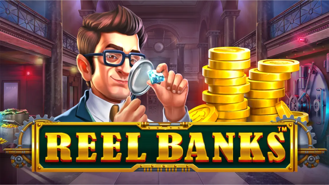 The promotional header for Reel Banks, an online slot game on Betty.ca.