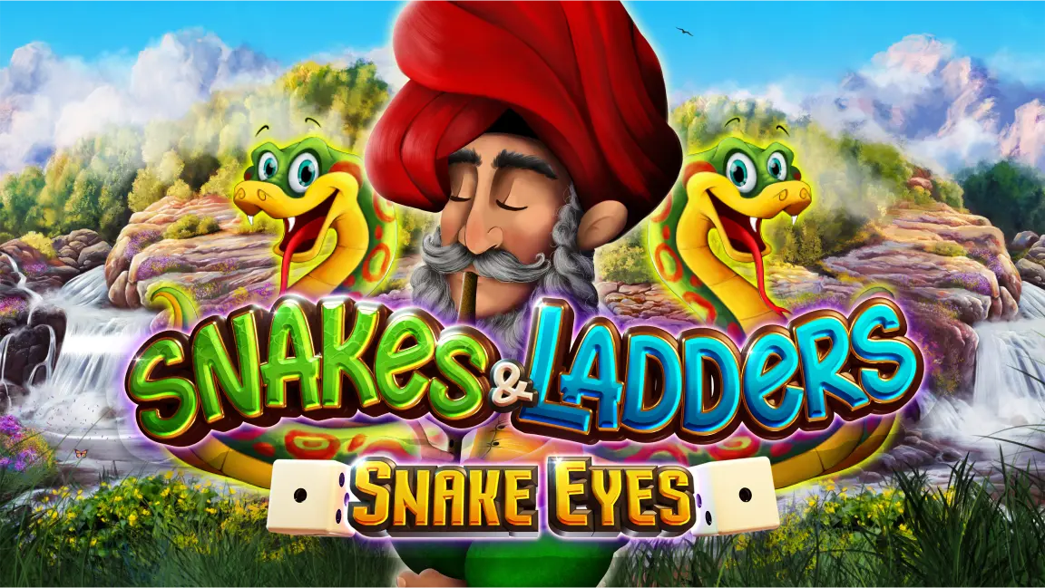 The promotional header for Snakes & Ladders - Snake Eyes, an online slot game on Betty.ca.