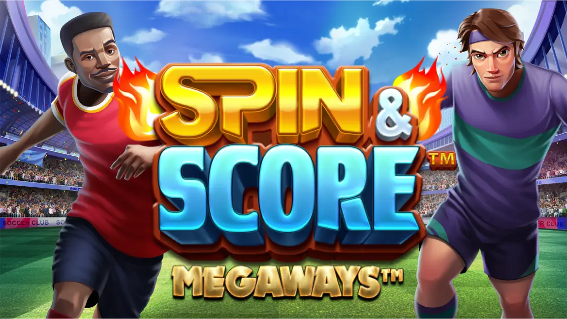 The promotional header for Spin & Score Megaways, an online slot game on Betty.ca.