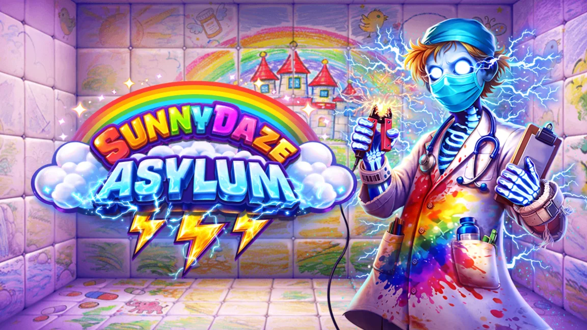 The promotional header for Sunnydaze Asylum, an online slot game on Betty.ca.
