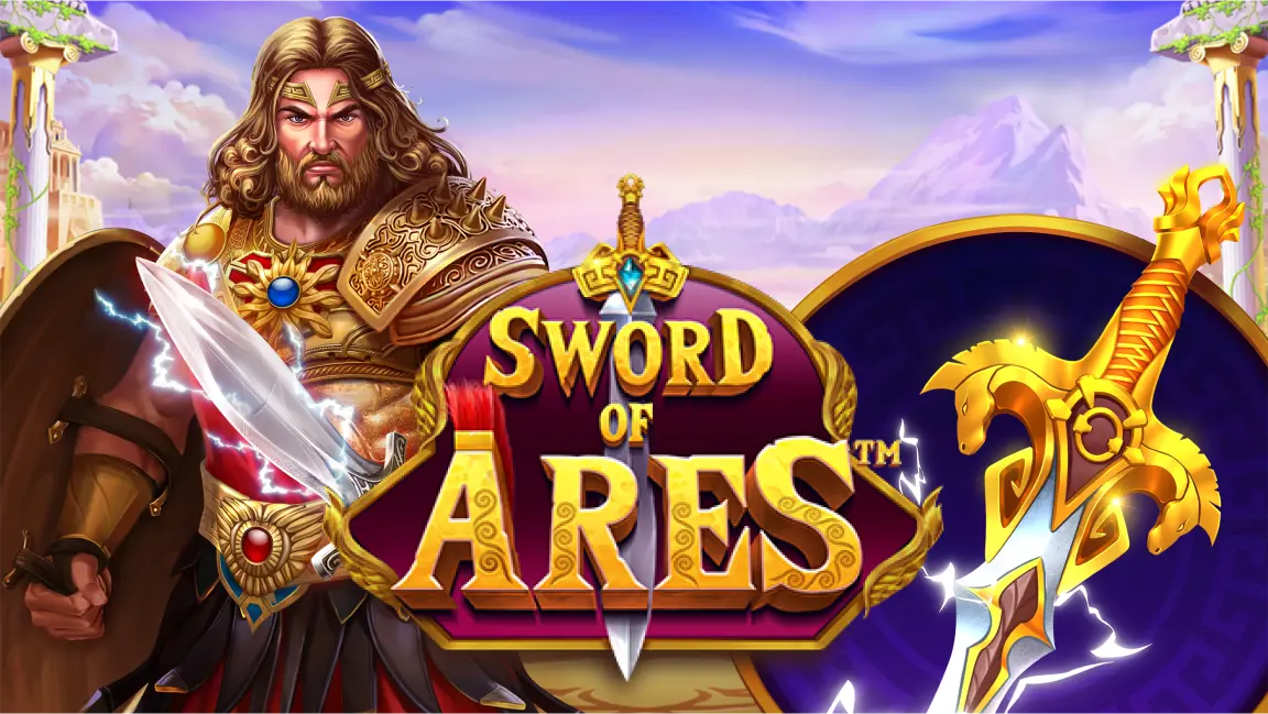 The promotional header for Sword of Ares, an online slot game on Betty.ca.