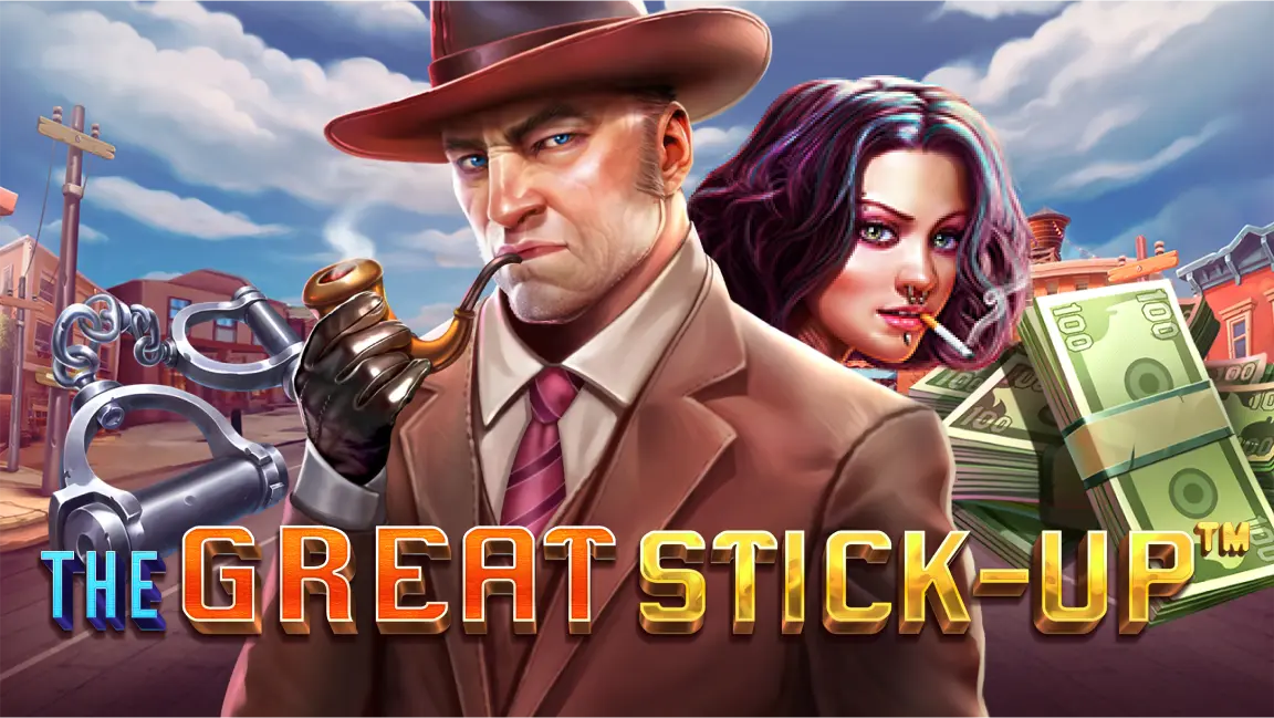 The promotional header for The Great Stick-Up, an online slot game on Betty.ca.