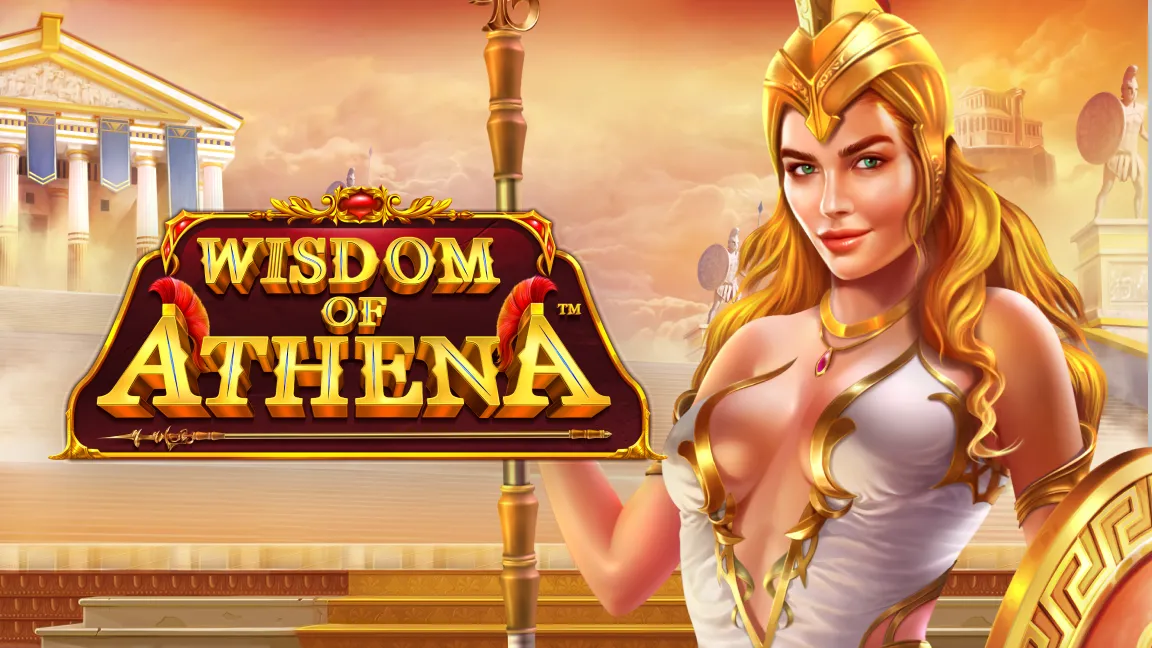 The promotional header for Wisdom of Athena, an online slot game on Betty.ca.