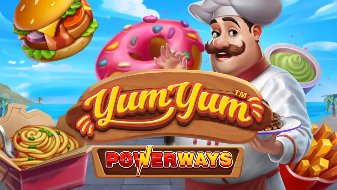 The promotional header for Yum Yum Powerways, an online slot game on Betty.ca.