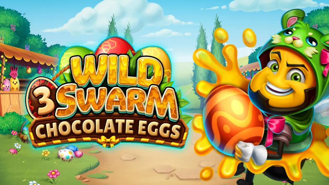 The promotional header for Wild Swarm: 3 Chocolate Eggs, an online slot game on Betty.ca.
