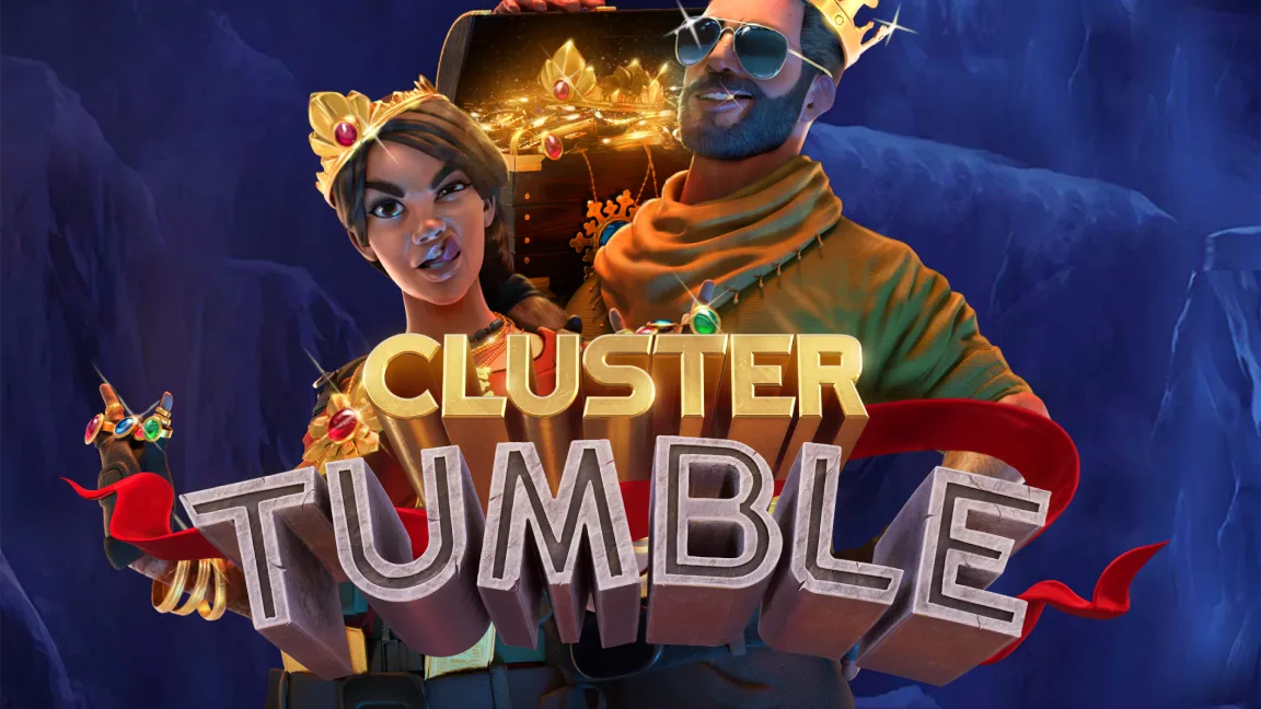 The promotional header for Cluster Tumble, an online slot game on Betty.ca.