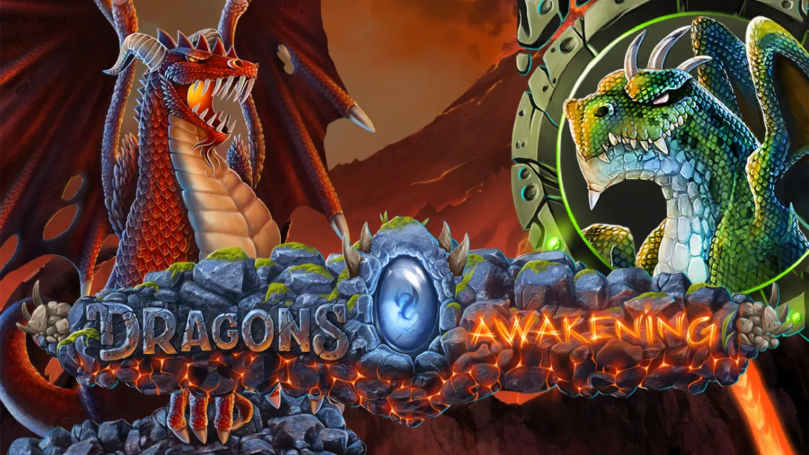 The promotional header for Dragons Awakening, an online slot game on Betty.ca.