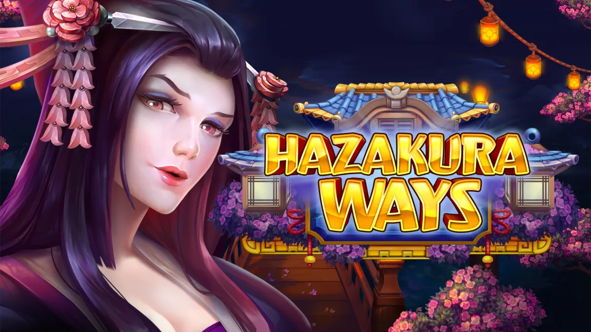 The promotional header for Hazakura Ways, an online slot game on Betty.ca.