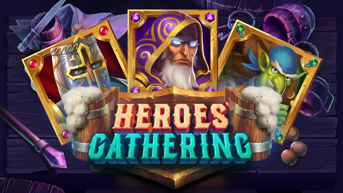 The promotional header for Heroes' Gathering, an online slot game on Betty.ca.