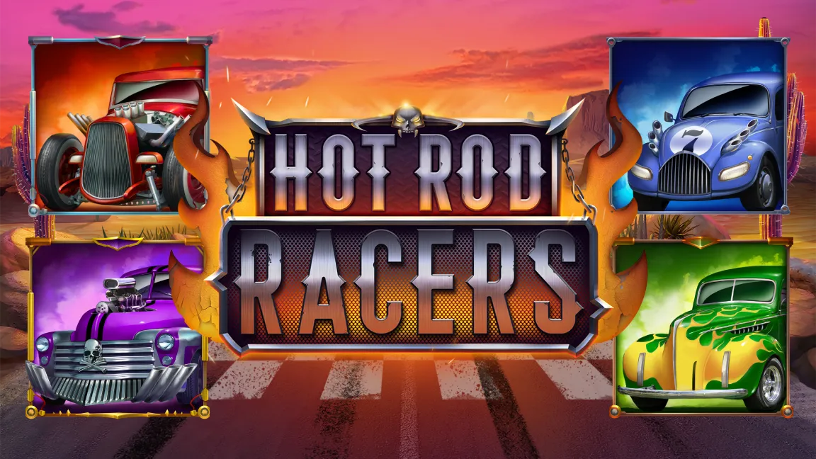 The promotional header for Hot Rod Racers, an online slot game on Betty.ca.