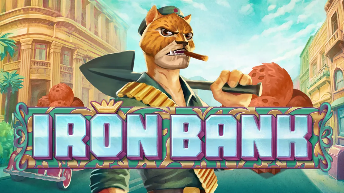 The promotional header for Iron Bank, an online slot game on Betty.ca.