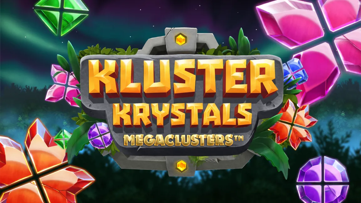 The promotional header for Kluster Krystals Megaclusters, an online slot game on Betty.ca.