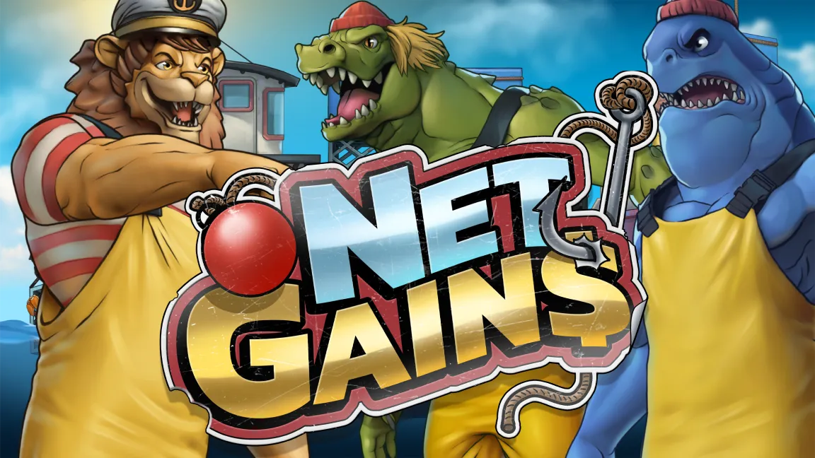 The promotional header for Net Gains, an online slot game on Betty.ca.
