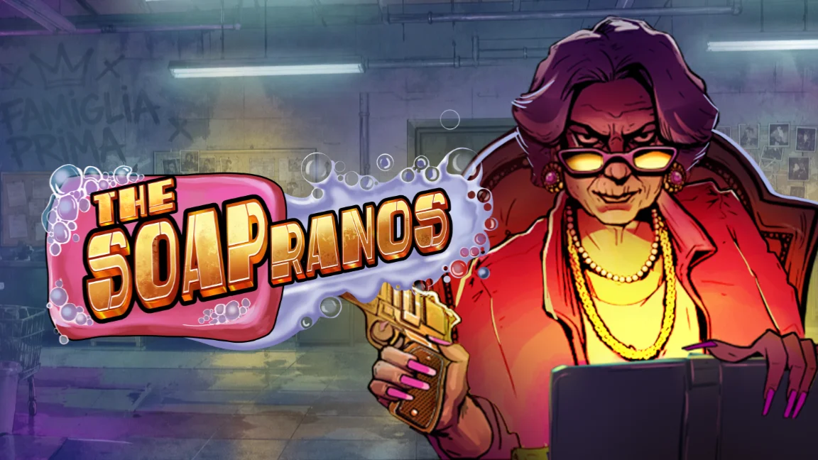 The promotional header for The Soapranos, an online slot game on Betty.ca.