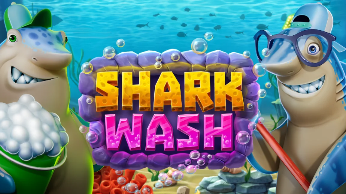 The promotional header for Shark Wash, an online slot game on Betty.ca.